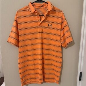 Under Armour Men's Polo in Orange with Black Stripes